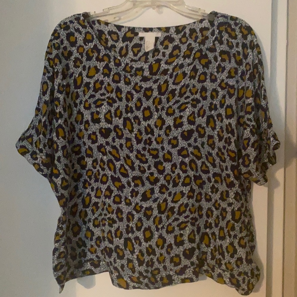 H&M animal print short sleeve trendy top blouse 14